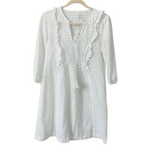 Anthropologie White Long Sleeve Dress